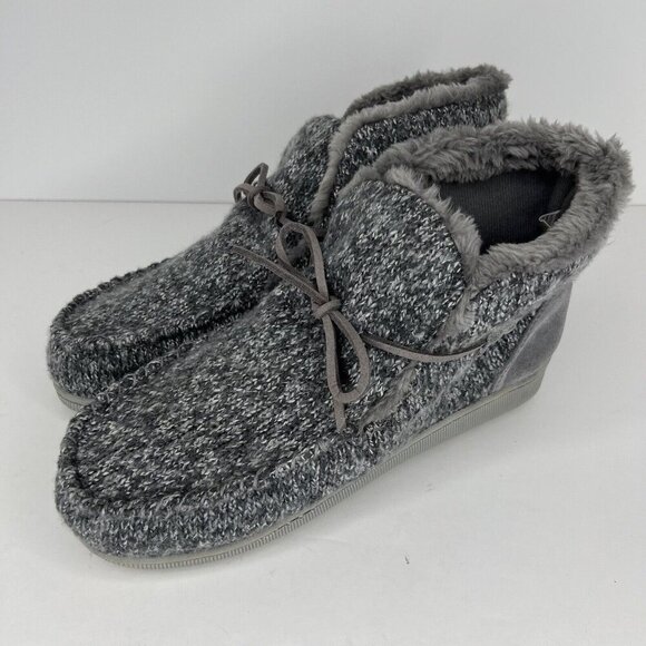 Sonoma Gray Sweater Knit Slipper Boots Memory Foam Women's Size XXL (10-11) - Picture 1 of 9